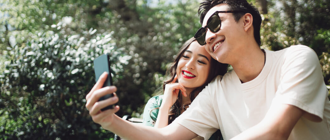 a couple taking a selfie